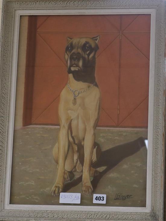 L. Bloyer Study of a seated Great Dane 48 x 33cm